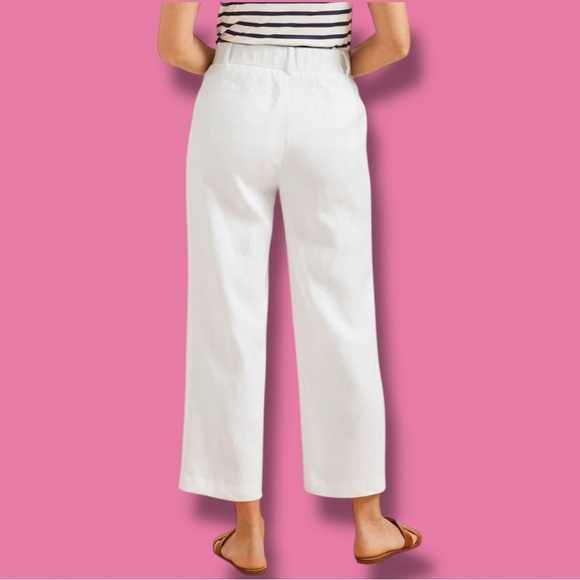 Talbots Size 12P Bristol White Linen Cropped Pants w/Invisiflex Comfort Waist - Picture 3 of 9